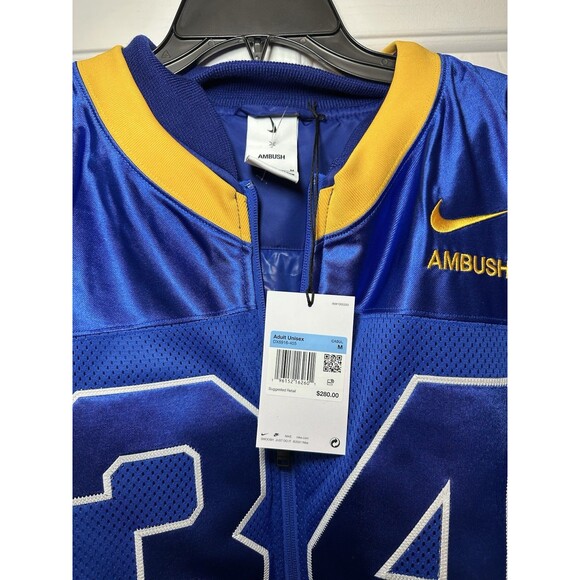 Size M Nike x AMBUSH Football Jacket Deep Royal Blue Men’s DX6916-455 NEW - Picture 3 of 3